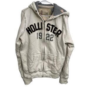 Vintage Y2K Hollister Thermal Lined Heavyweight Full Zip Hoodie Distressed L